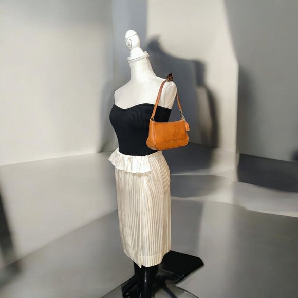 VTG Coach Purse Tan Leather Hampton Demi Baguette 7785 Wristlet Clutch Y2K Mini - Picture 2 of 10